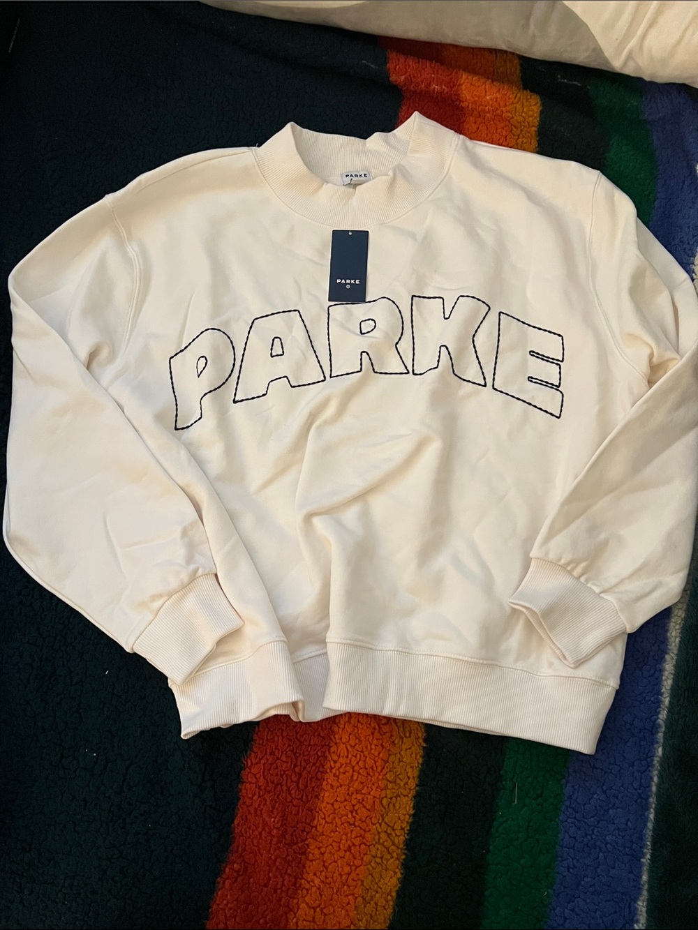Parke Cream Logo Crew Sweatshirt